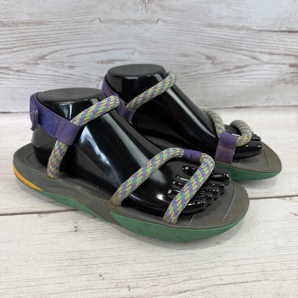 The North Face Women's 8 Skeena Outdoor Rope Sandals Gray Teal Purple Yellow